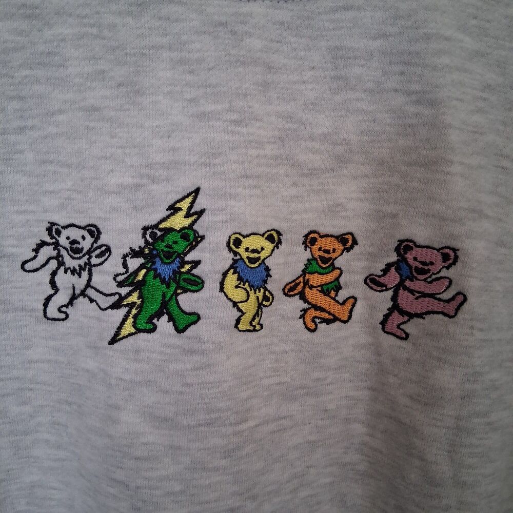 Grateful Dead Dancing Embroidered Bears Cropped Sweatshirt XL Loungewear Errands - Picture 4 of 7